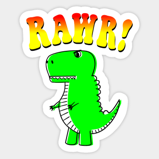 Cute T-Rex Dino Retro Groovy Text Sticker